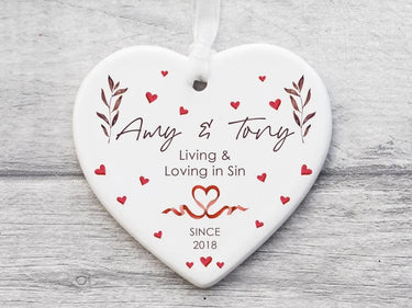 Personalised Ceramic Heart - Couples' Anniversary - Name Printed - Love Keepsake - DENMARY
